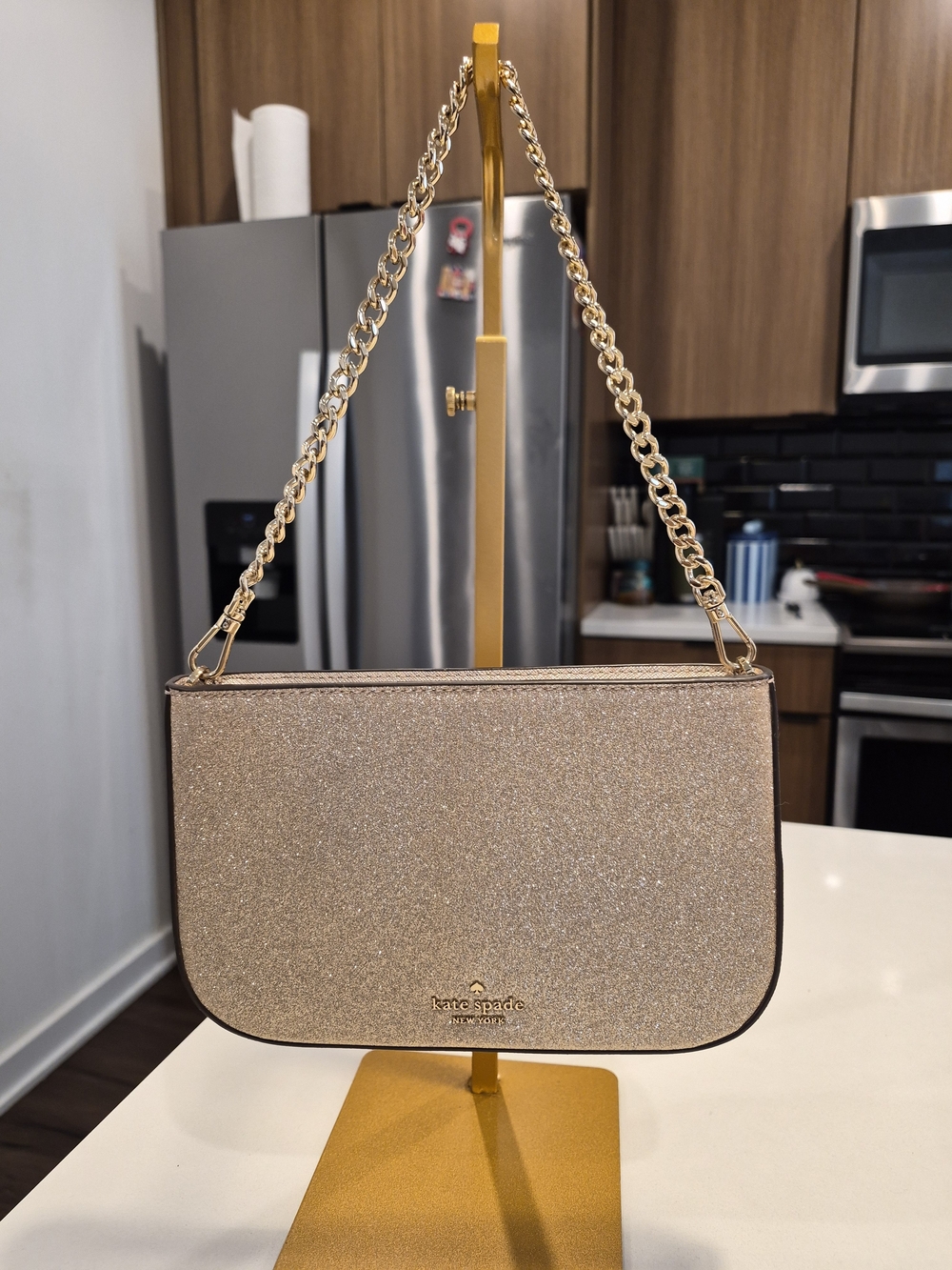 kate spade Gold Glitter Chain Shoulder Bag
